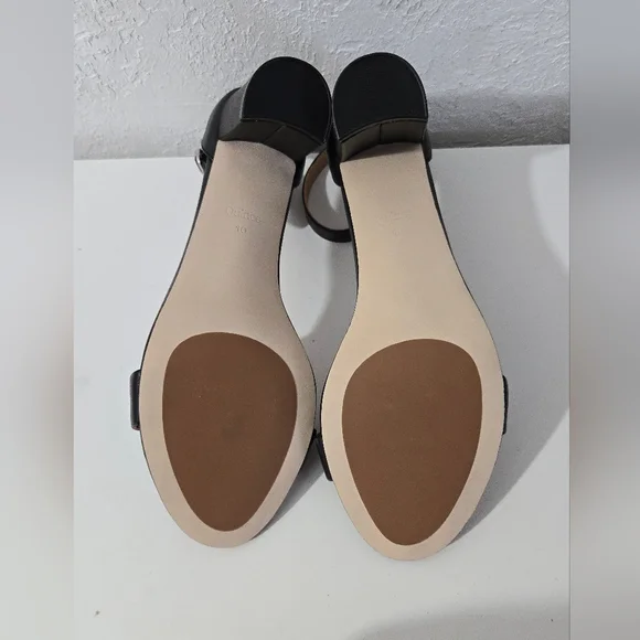 Quince Italian Leather 65mm Strappy Block Heel Sandal Black Women's Size 10 - Picture 5 of 5
